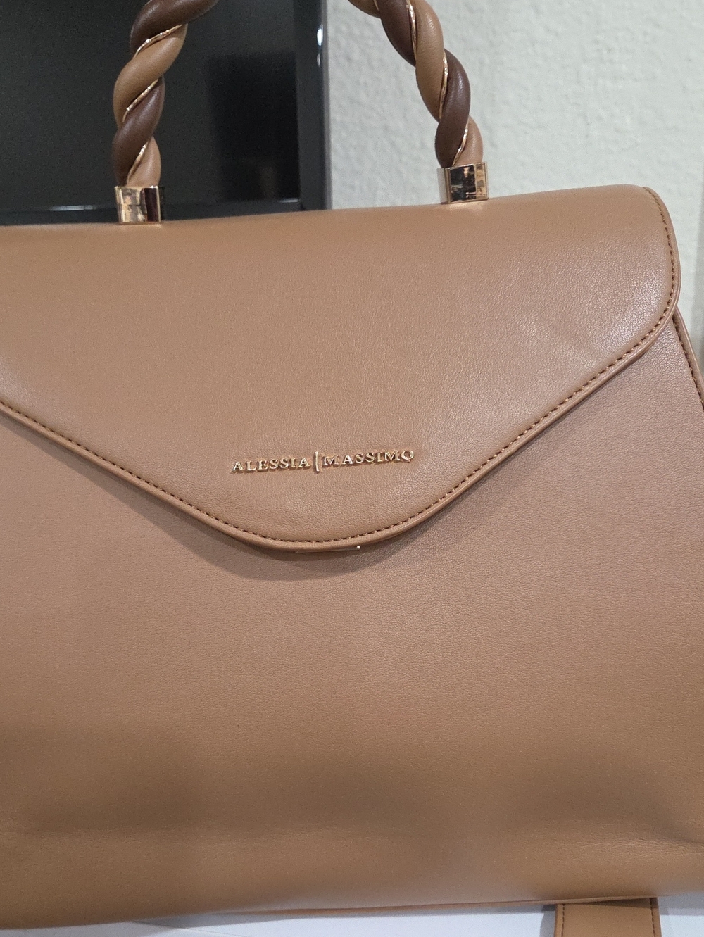 Allesia Massimo Tan Top-Handle Satchel